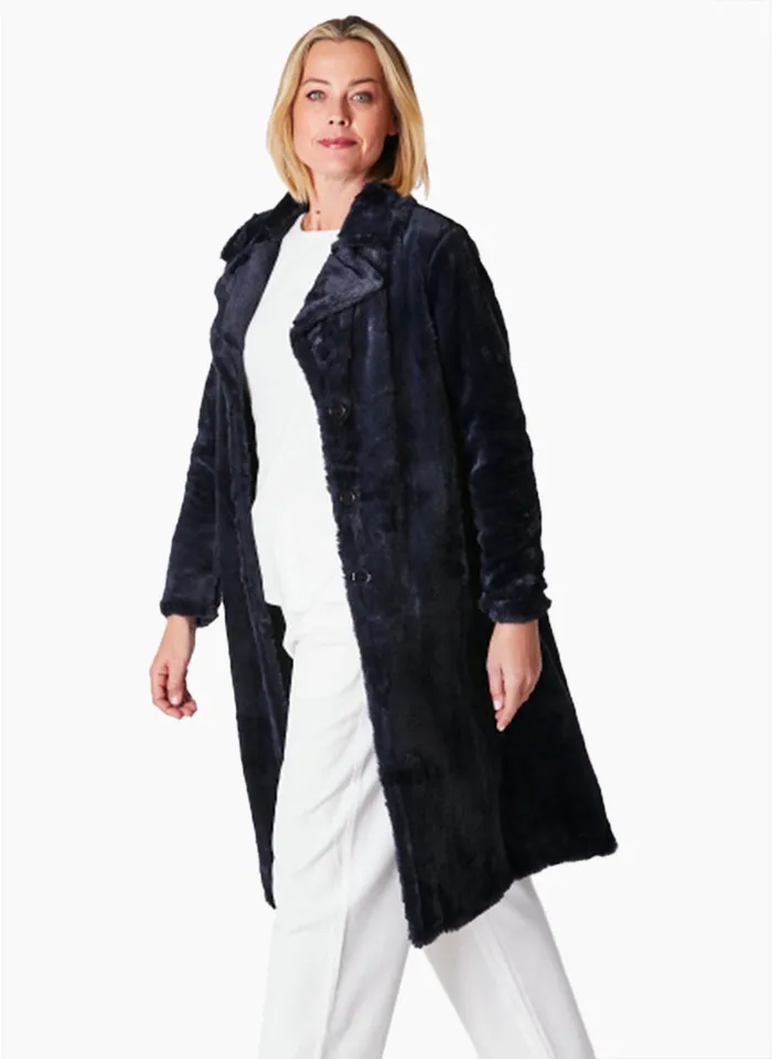 Cordelia Street Unreal Fur coat SCJ29559 NAVY