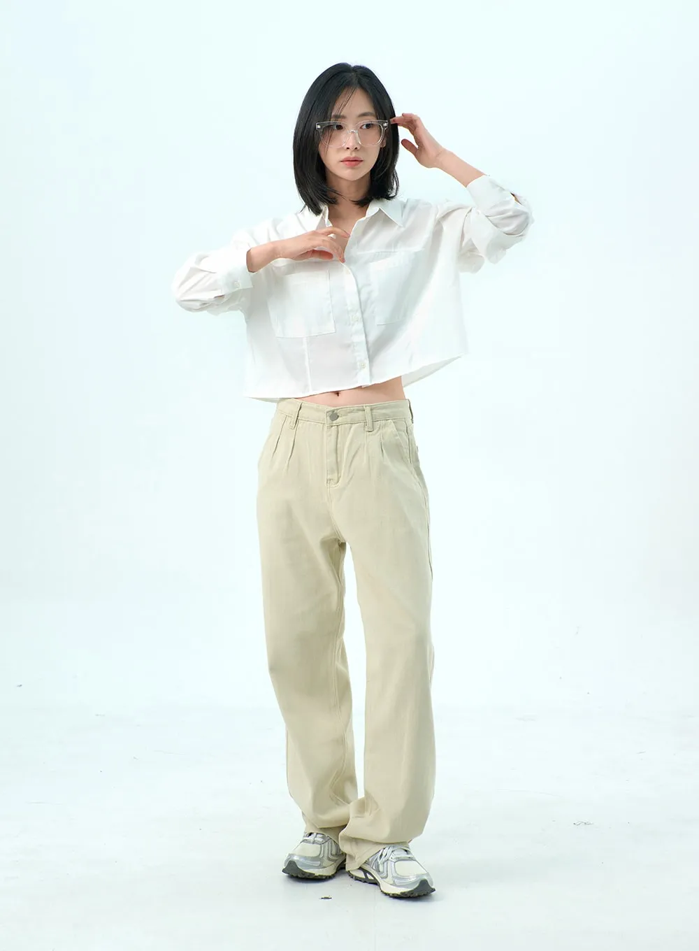 Cotton Wide Leg Pants.