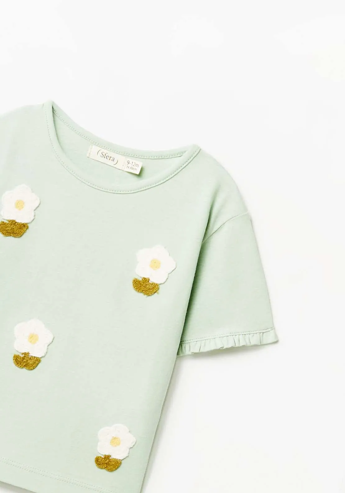 Crochet Flower Tshirt - Green