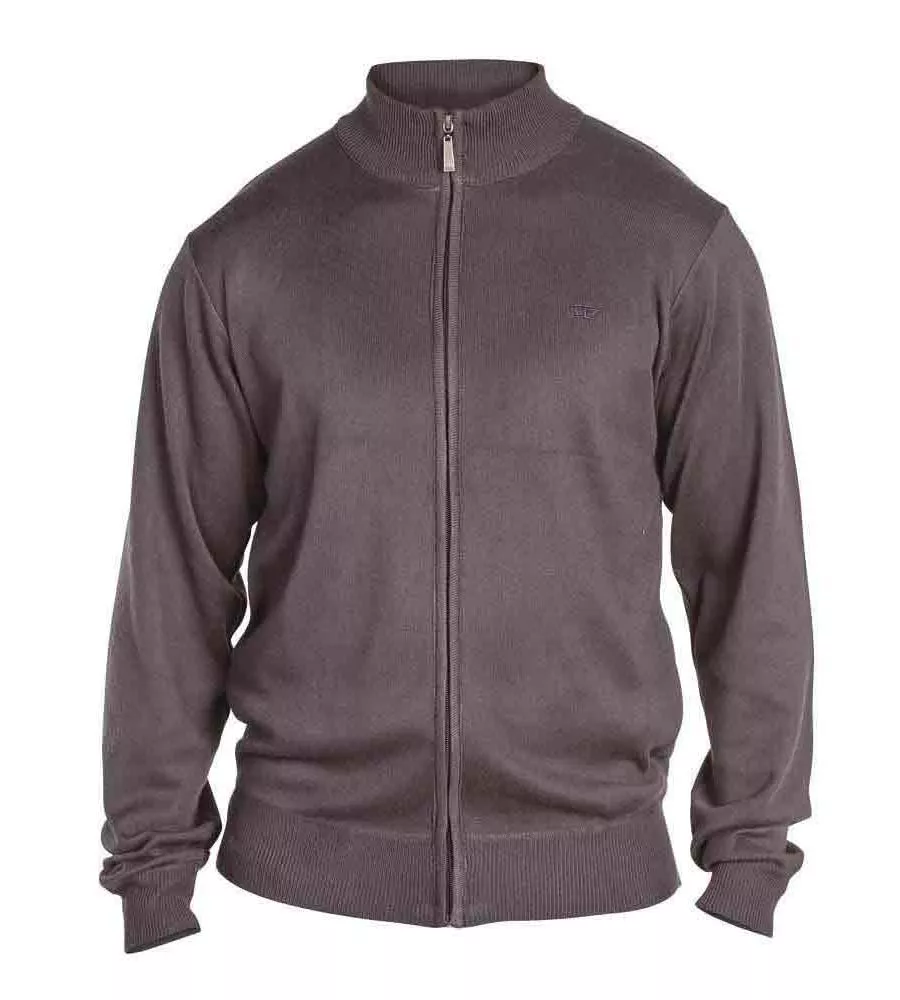 D555 Big Mens Charcoal Plain Full Zip Sweater (BUDDY 3)