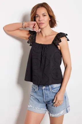 Dena Retro Floral Eyelet Tank