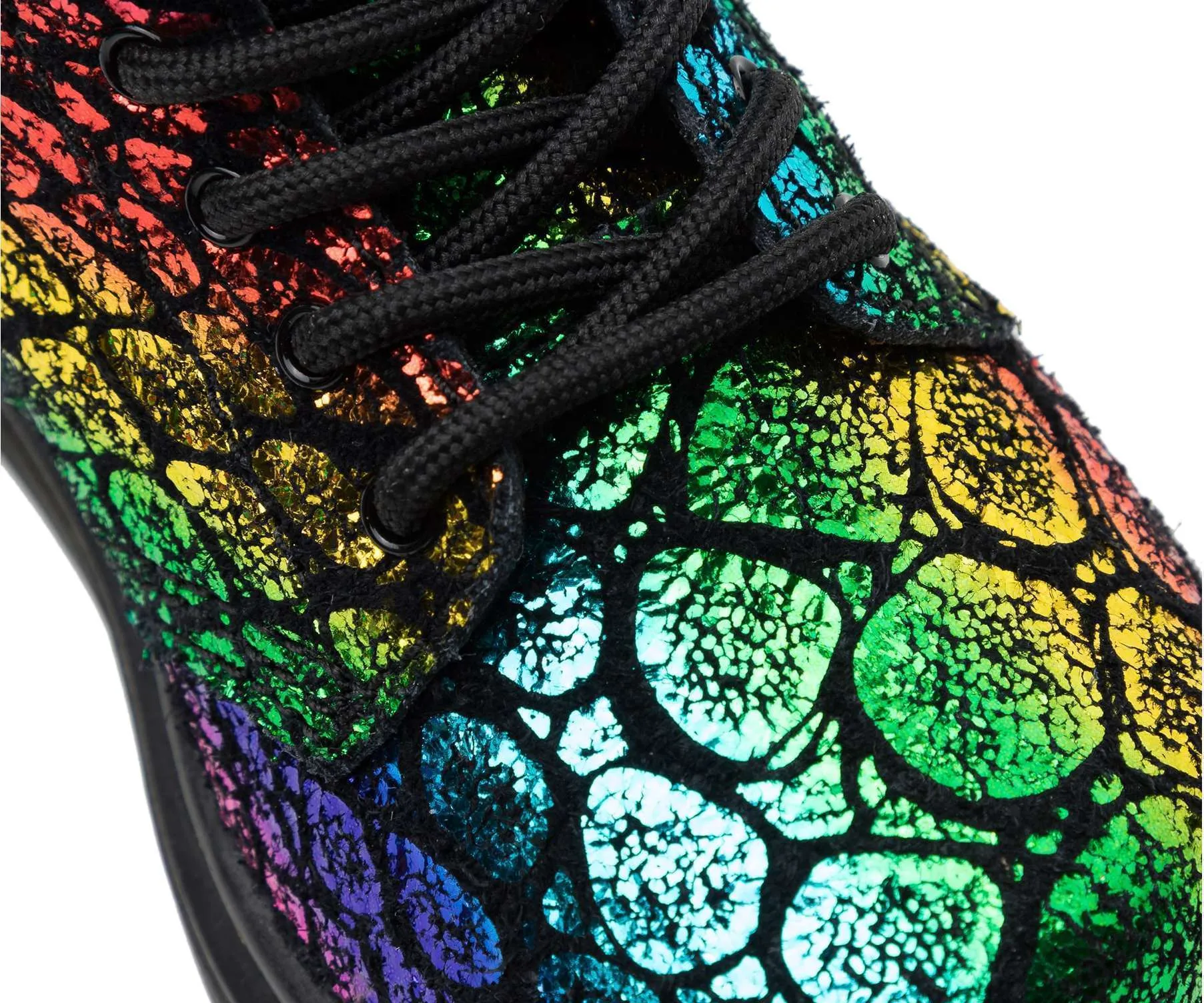 Dr. Martens Toddler 1460 Pascal Croc Metallic Suede Boots (Black/Rainbow)