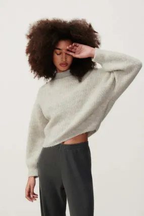 East Cropped Sweater - Powder