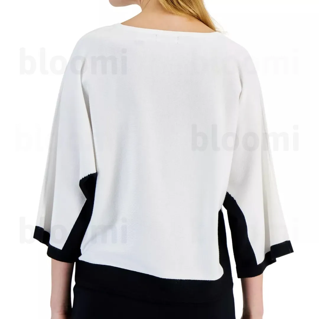 Elie Tahari | Boat Neck Bi-color Cropped Plain Office Style - Casual Fashion