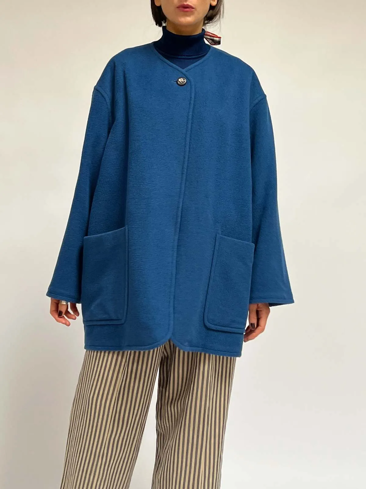 Ferragamo Wool Swing Coat - Blue