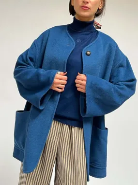 Ferragamo Wool Swing Coat - Blue