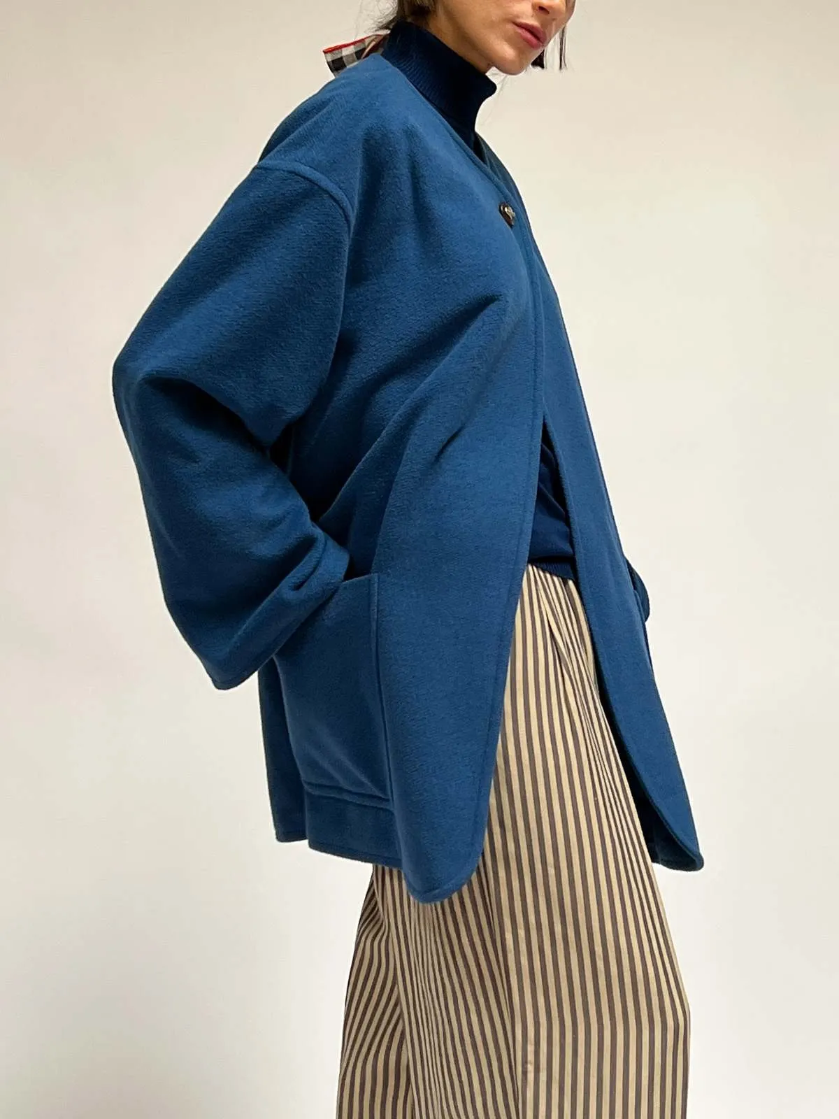 Ferragamo Wool Swing Coat - Blue