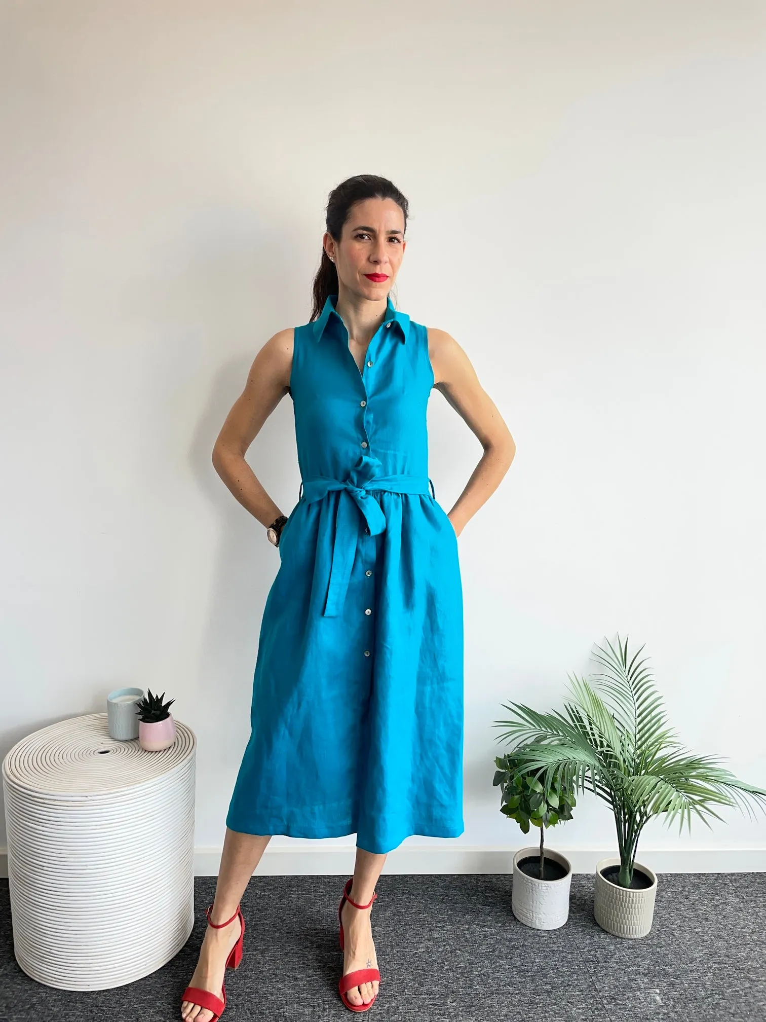 Hamptons Dress - Turquoise Linen | Shop Now - Limited Stock