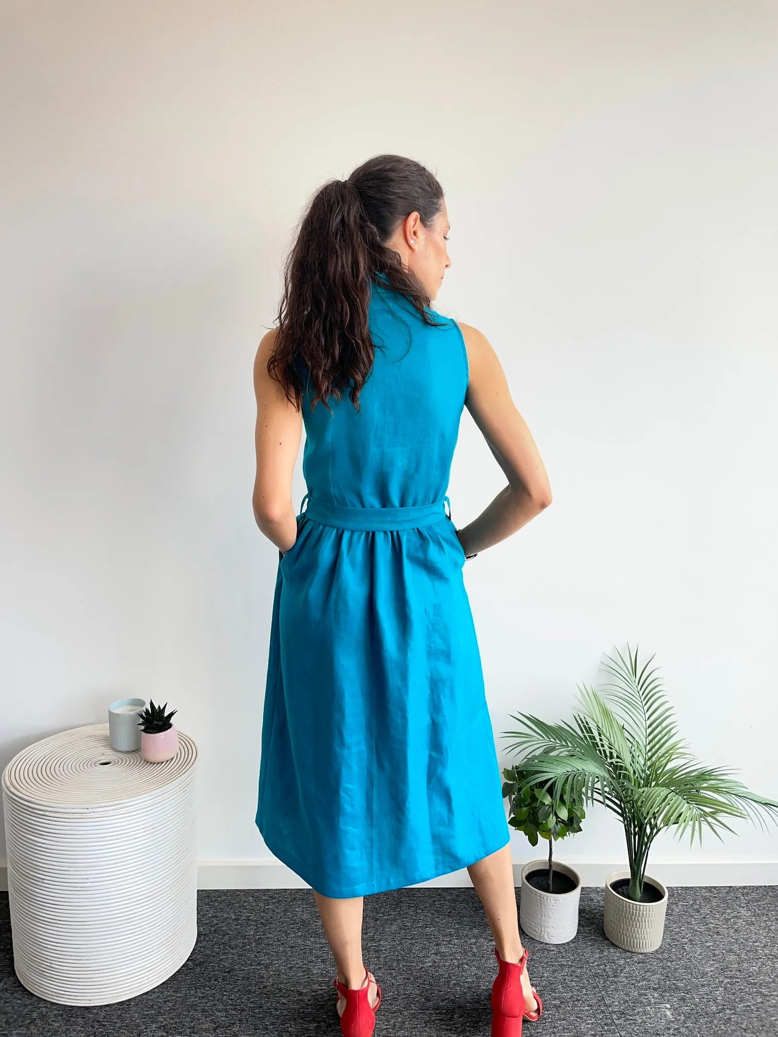 Hamptons Dress - Turquoise Linen | Shop Now - Limited Stock