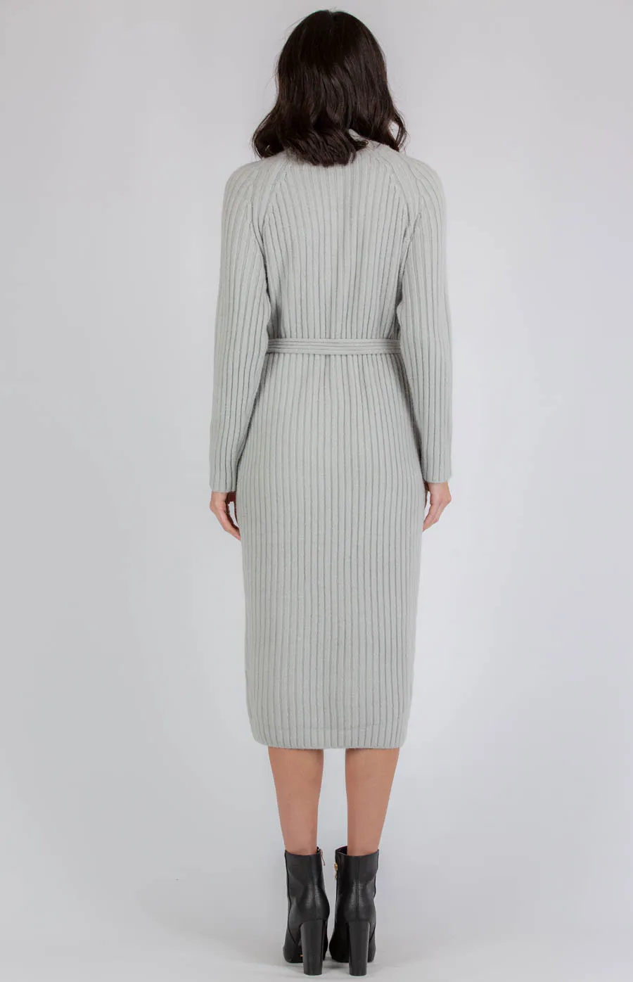 High Neck Heavyweight Knit Midi Dress with Belt (AKN810)