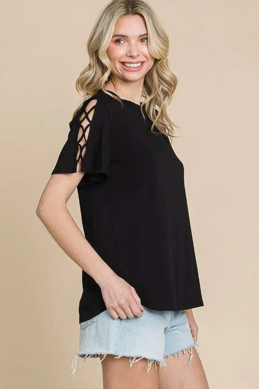 Hint Tee with Criss Cross Pattern