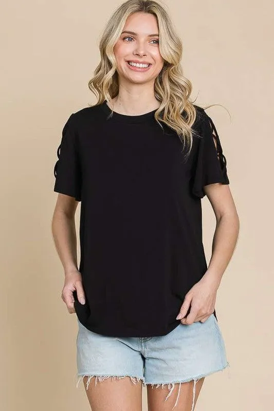 Hint Tee with Criss Cross Pattern