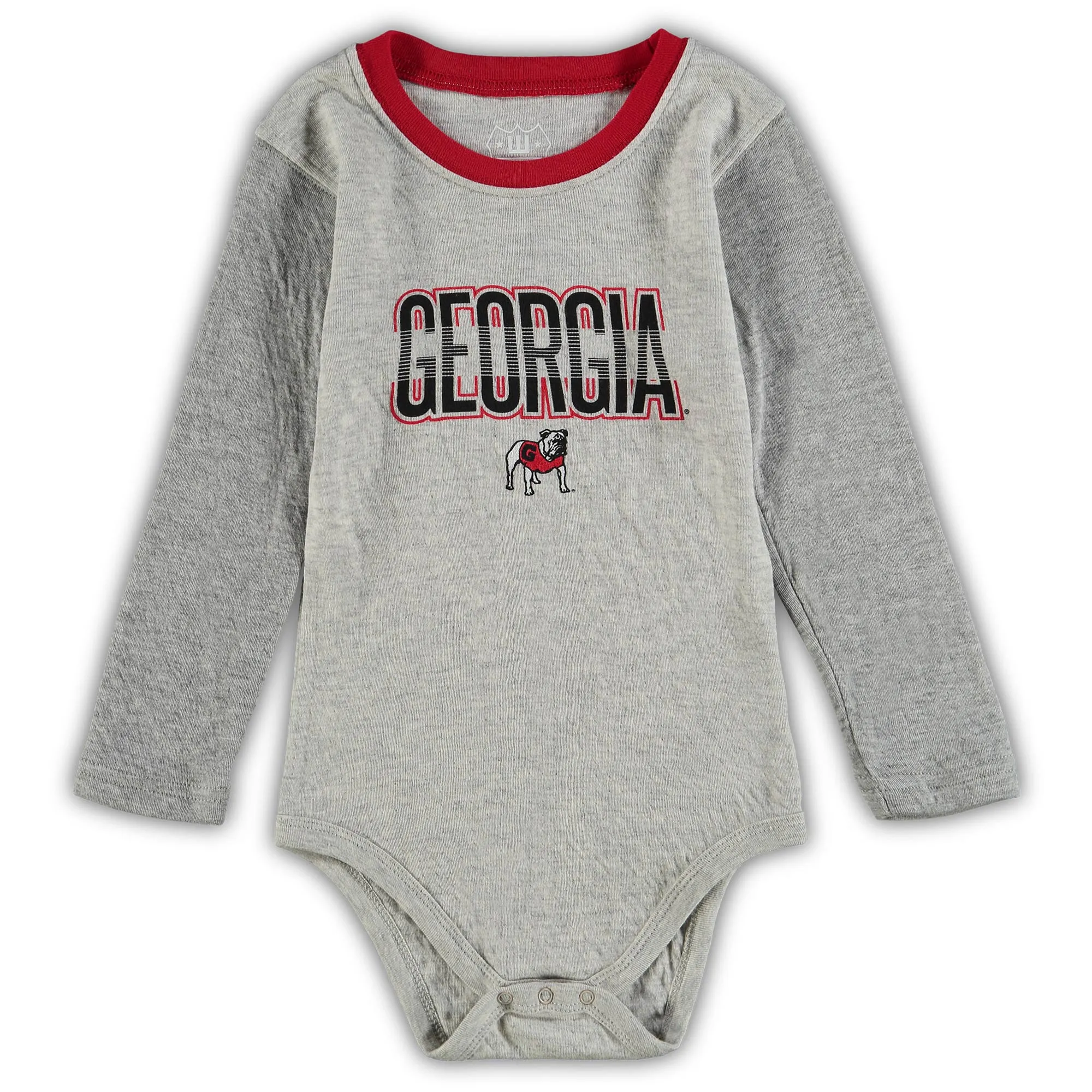 Infant Wes & Willy Heathered Gray/Red Georgia Bulldogs Jie Jie Long Sleeve Bodysuit & Pants Set