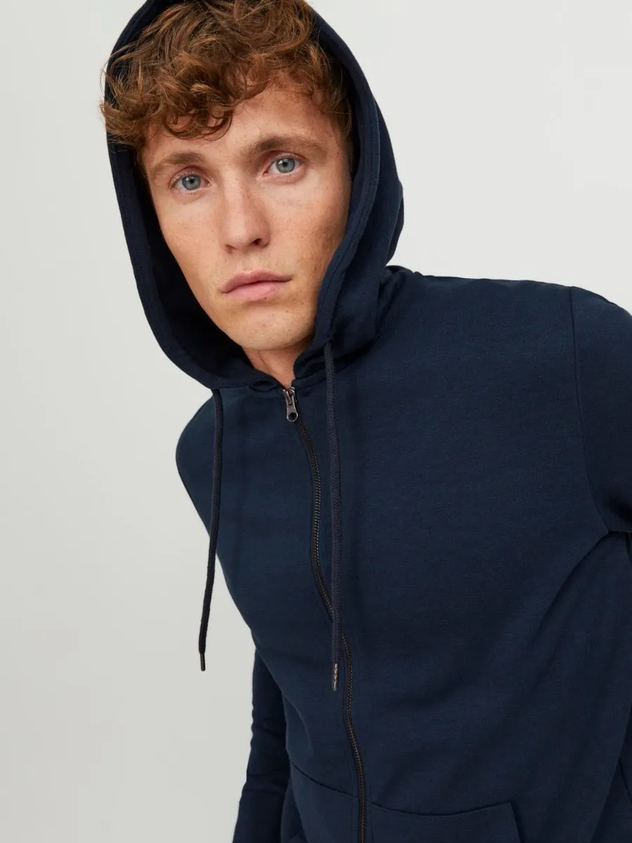 Jack & Jones Basic Zip Up Hooded Sweatshirts Navy Blazer