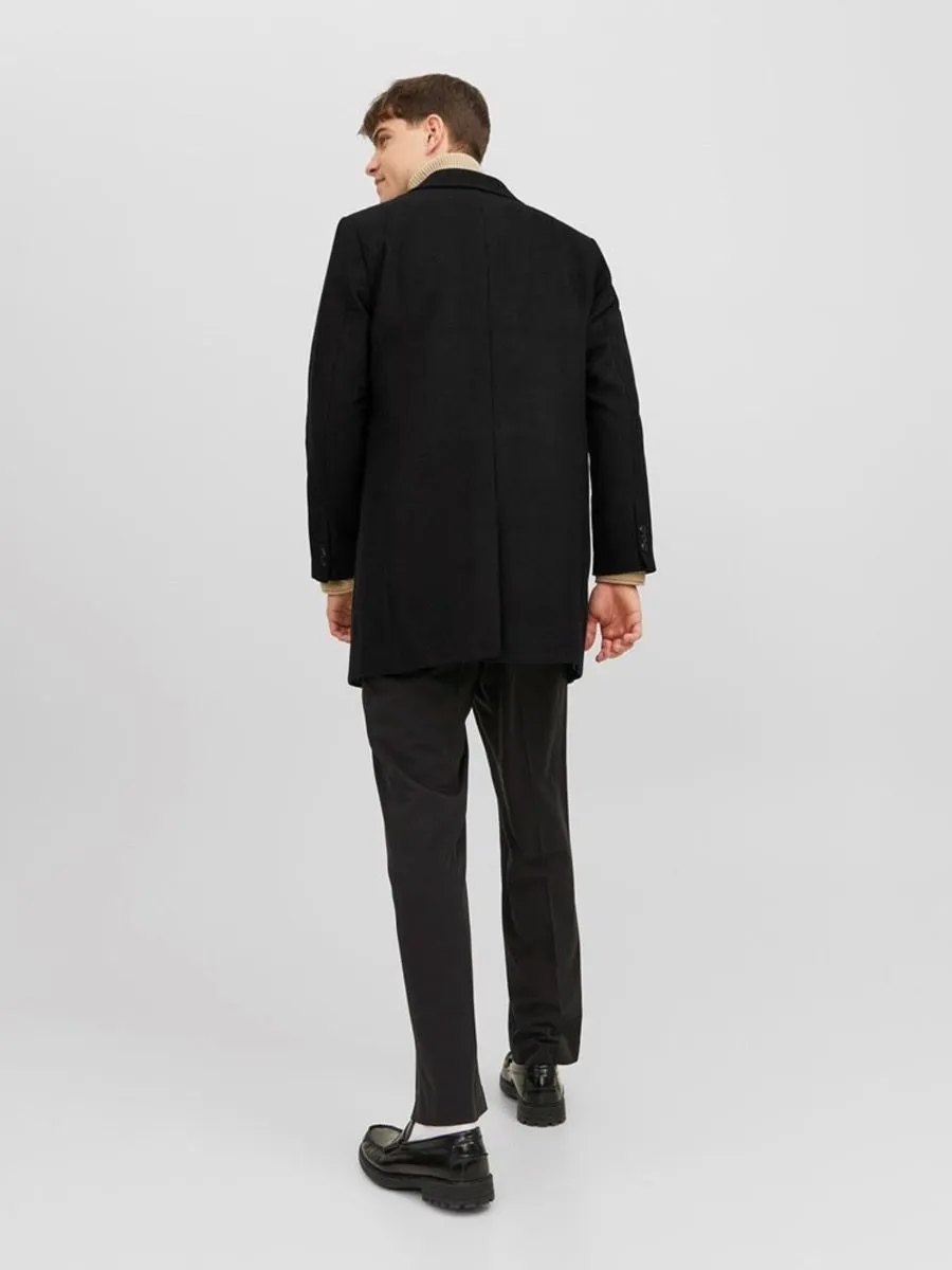 Jack & Jones Long Morrison Wool Coat Jacket Black