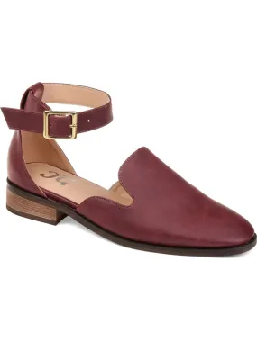 JOURNEE COLLECTION Womens Burgundy Ankle Strap Padded Loreta Square Toe Block Heel Buckle Loafers Shoes