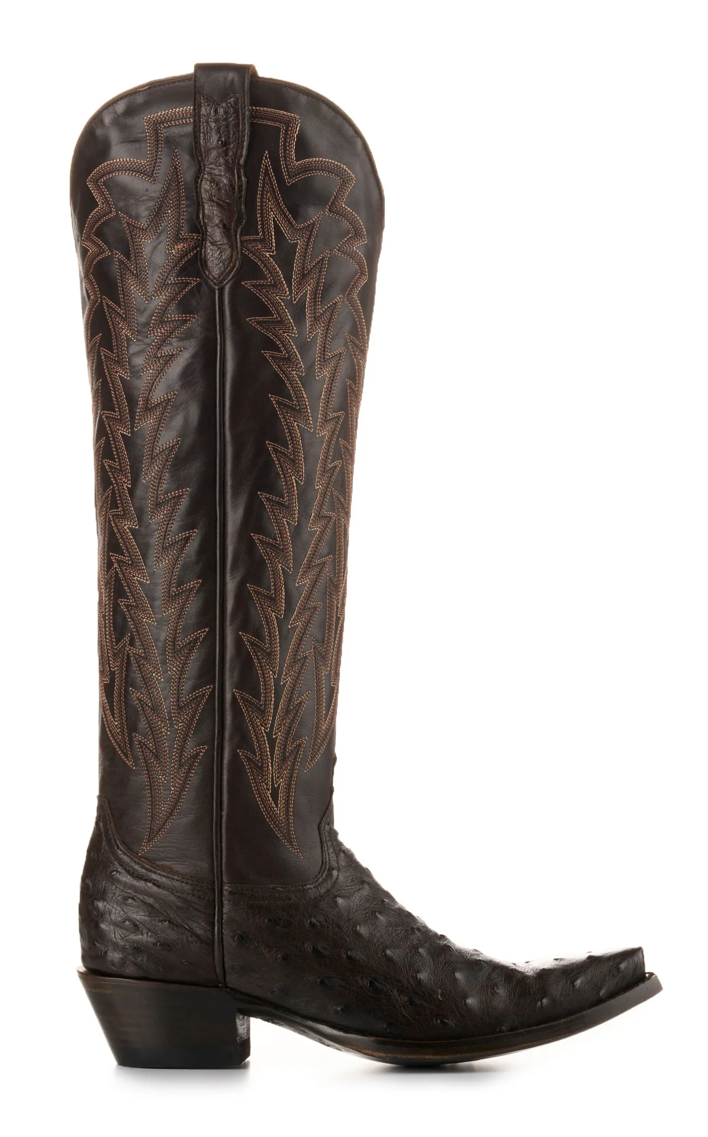 JRC & Sons Women's Jacqueline Leather Snip Toe Tall Cowboy Boot in Nicotine