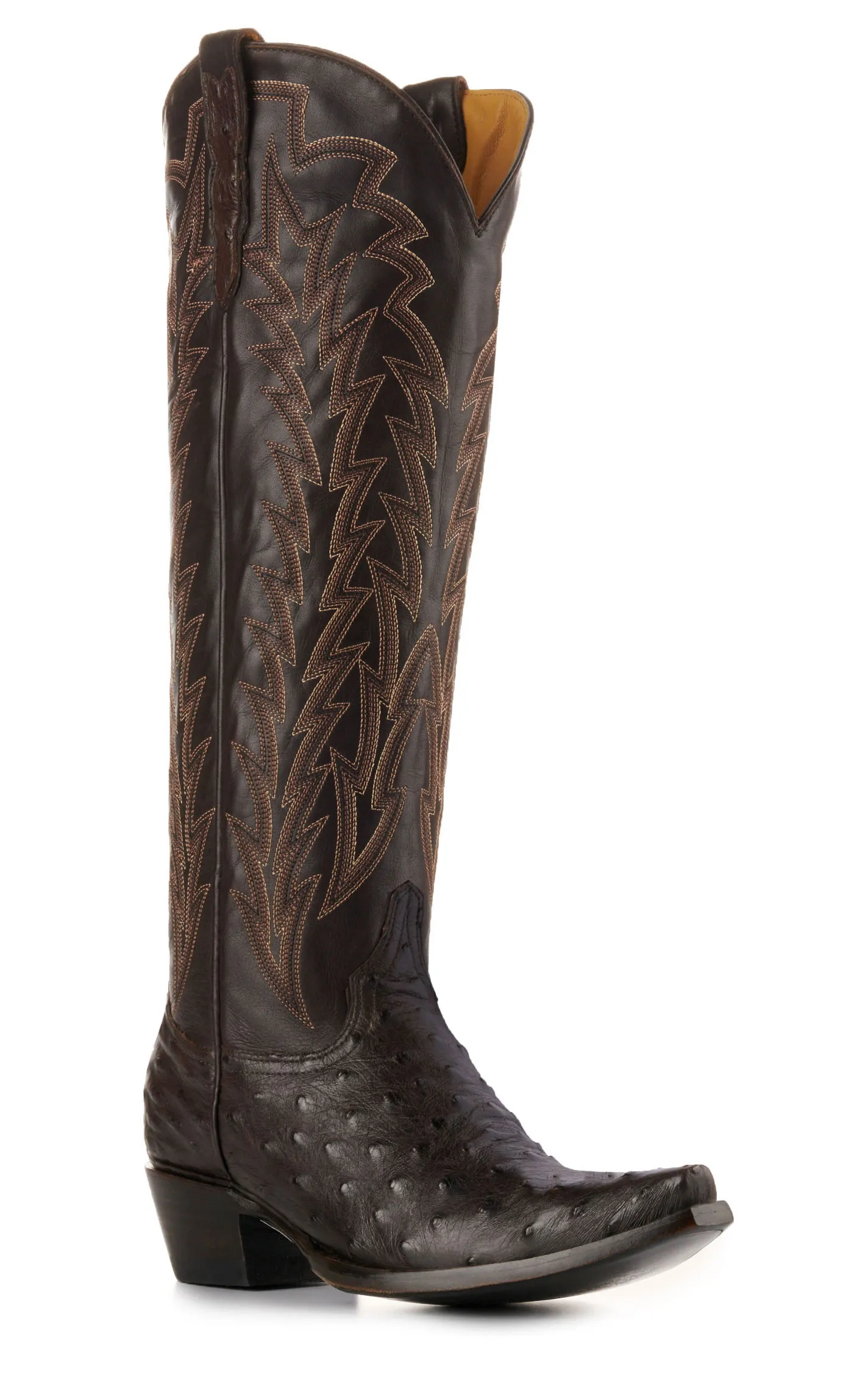 JRC & Sons Women's Jacqueline Leather Snip Toe Tall Cowboy Boot in Nicotine