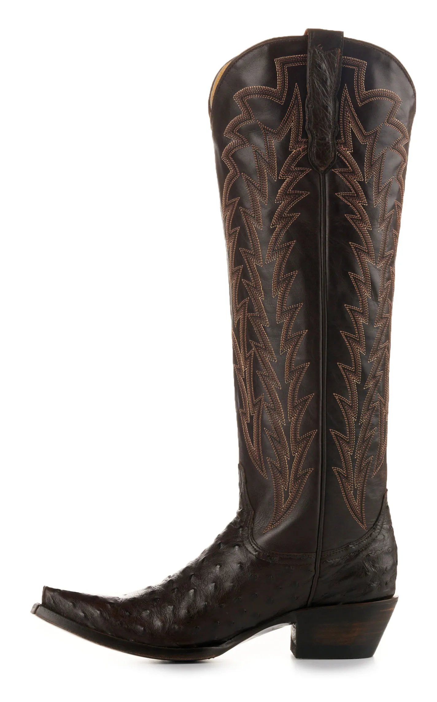 JRC & Sons Women's Jacqueline Leather Snip Toe Tall Cowboy Boot in Nicotine