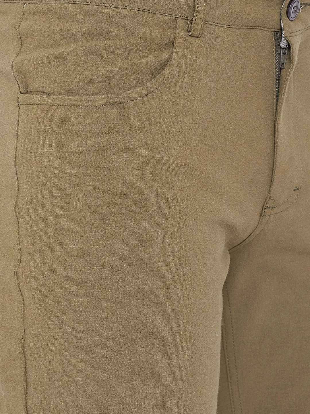 JUMP USA Men Olive Green Solid Casual Chinos Shorts