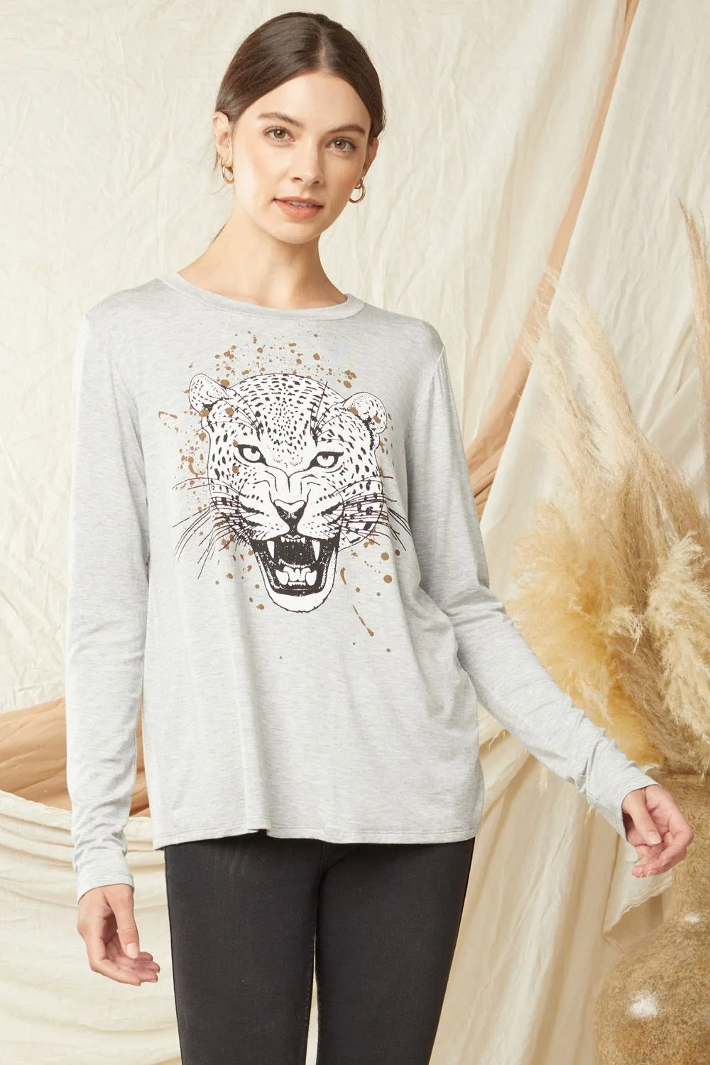 Long Sleeve Tiger Print Shirt