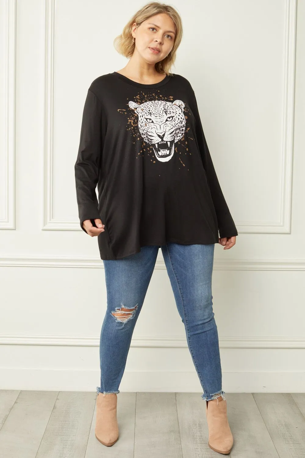 Long Sleeve Tiger Print Shirt