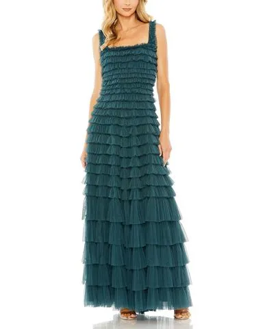 Mac Duggal Womens Tiered Formal Evening Dress