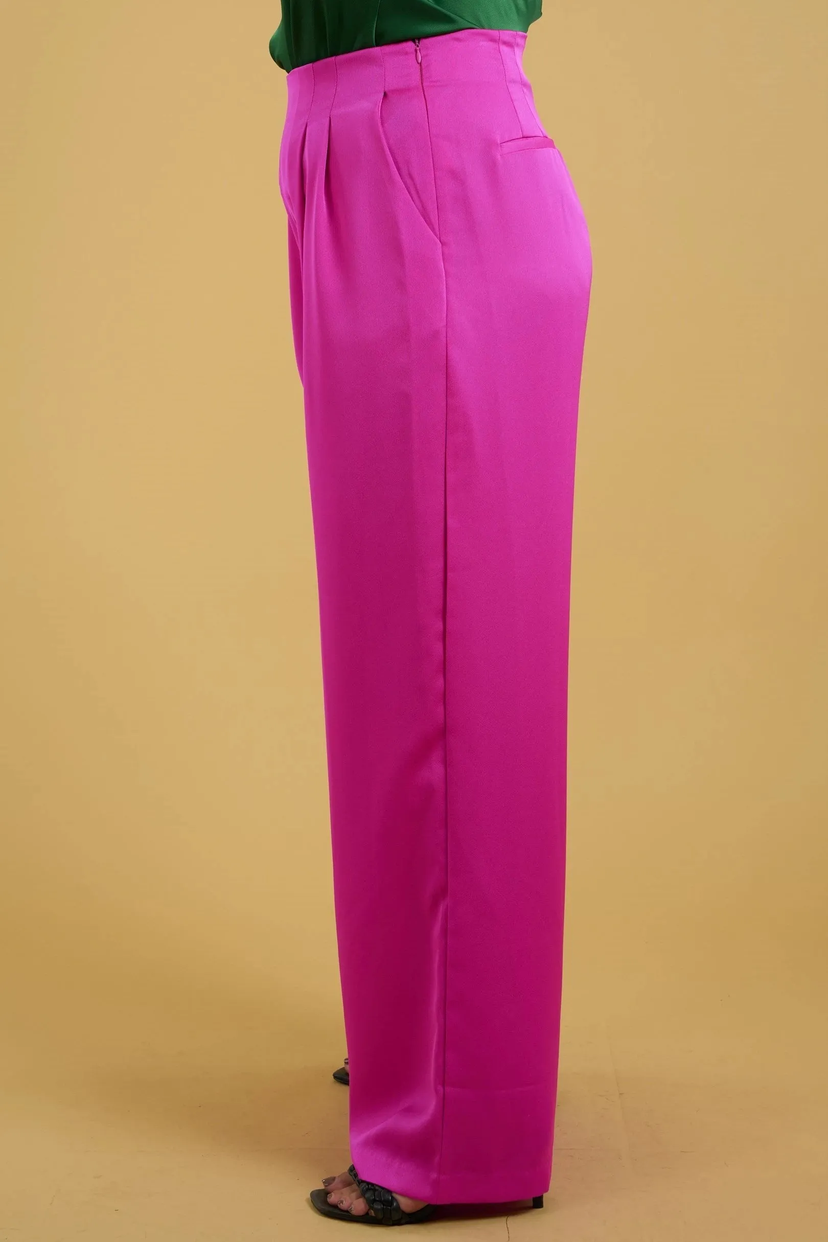 Magenta Wide Leg Pants for Curvy Figures