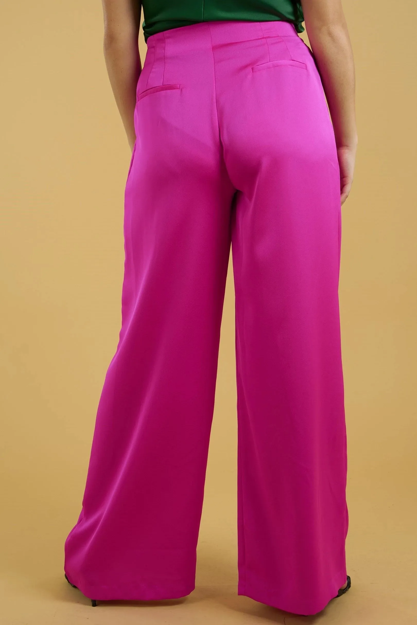 Magenta Wide Leg Pants for Curvy Figures