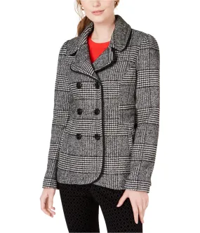 Maison Jules Womens Plaid Pea Coat, TW1