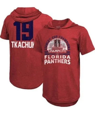 Majestic Threads Men's NHL Matthew Tkachuk Florida Panthers 2024 Stanley Cup s Tri-Blend Short Sleeve Name & Number Pullover Hoo