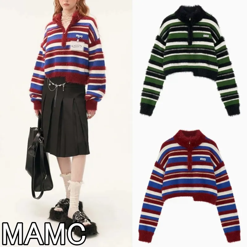 MAMC Stripes Casual Style Nylon Street Style Long Sleeves