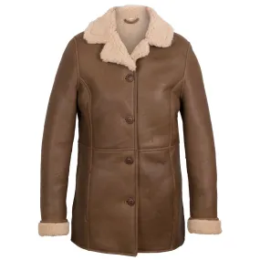 Maria Ladies Luxury Cognac Sheepskin Coat