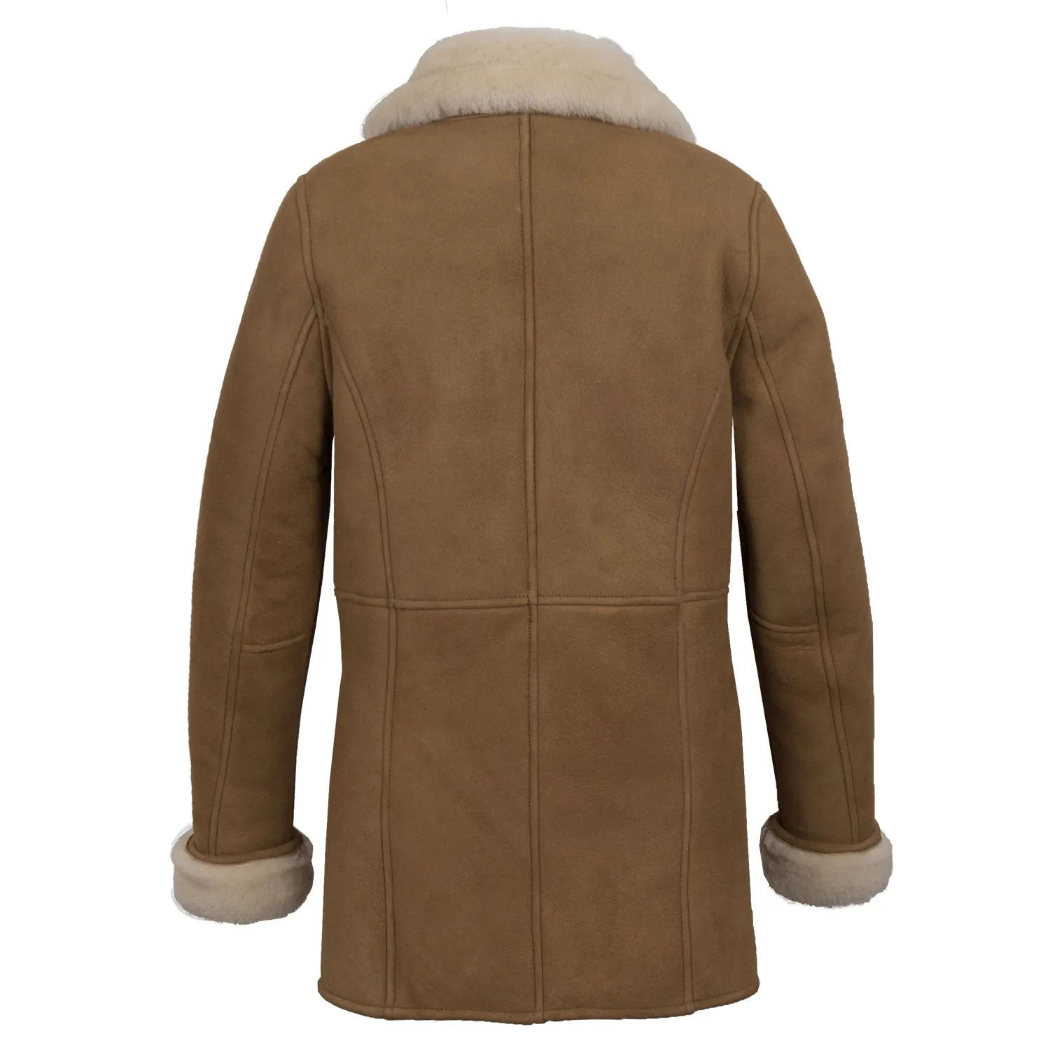 Maria Ladies Luxury Tan Suede Sheepskin Coat