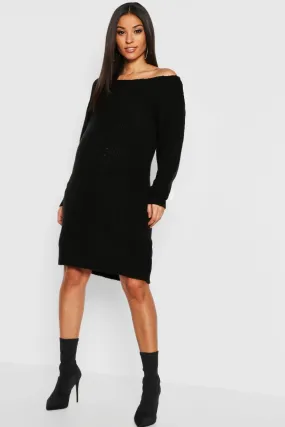 Maternity Slit Neck Knitted Sweater Dress