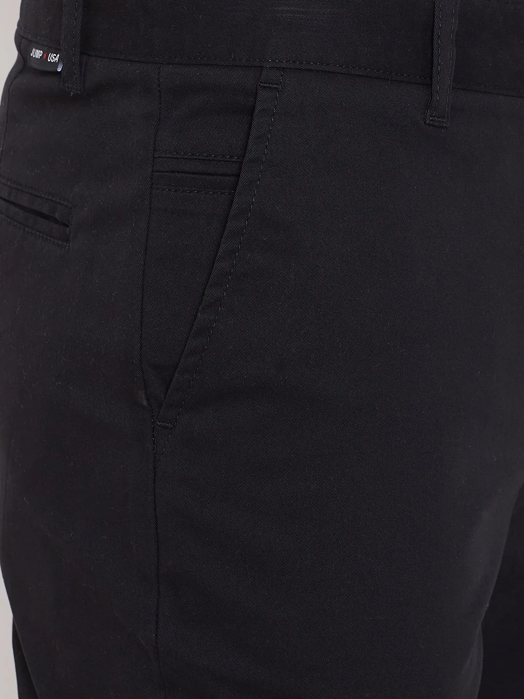 Men's Black Stretch Washed Casual Tailored Fit Chinos