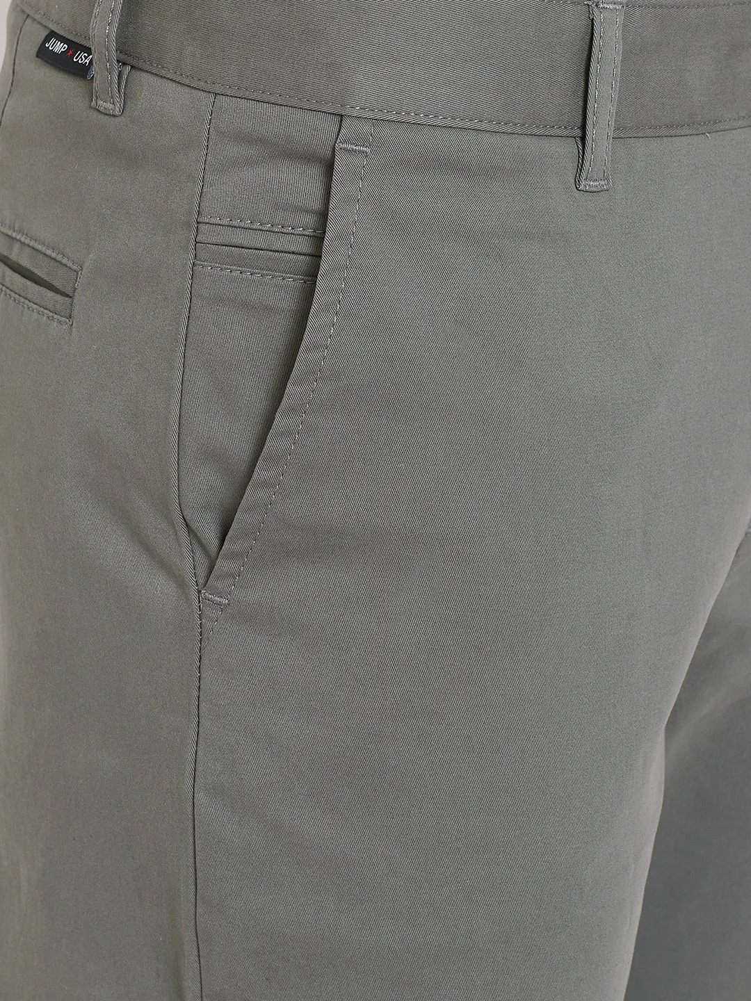 Men's Charcoal Stretch Washed Casual Tailored Fit Chinos