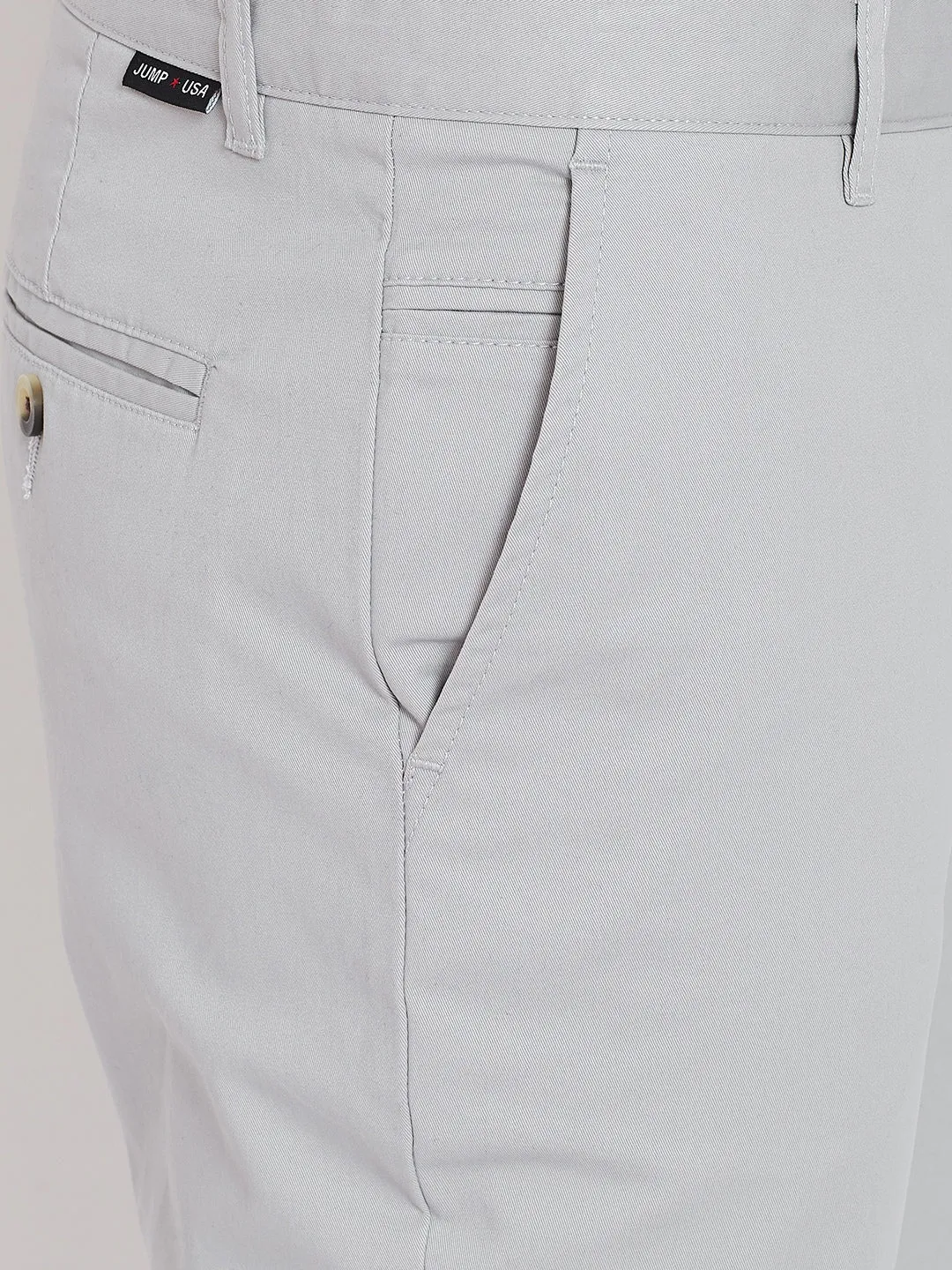 Men's Grey Stretch Washed Casual Tailored Fit Chinos