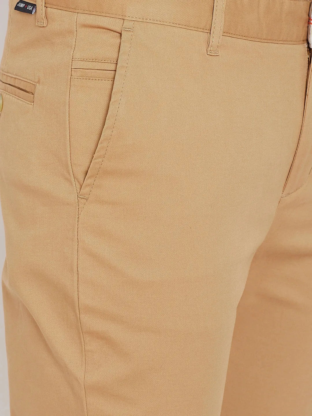 Men's Kakhi Stretch Washed Casual Tailored Fit Chinos