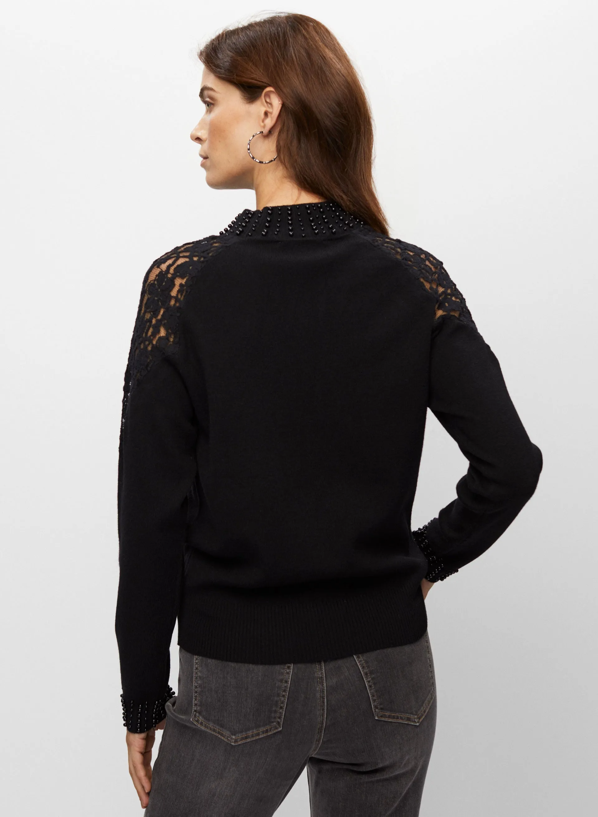 Mesh & Pearl Detail Sweater