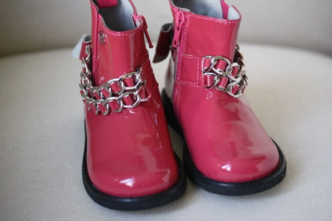 MISS BLUMARINE BABY PINK PATENT LEATHER BOOTS EU 21 UK 4.5