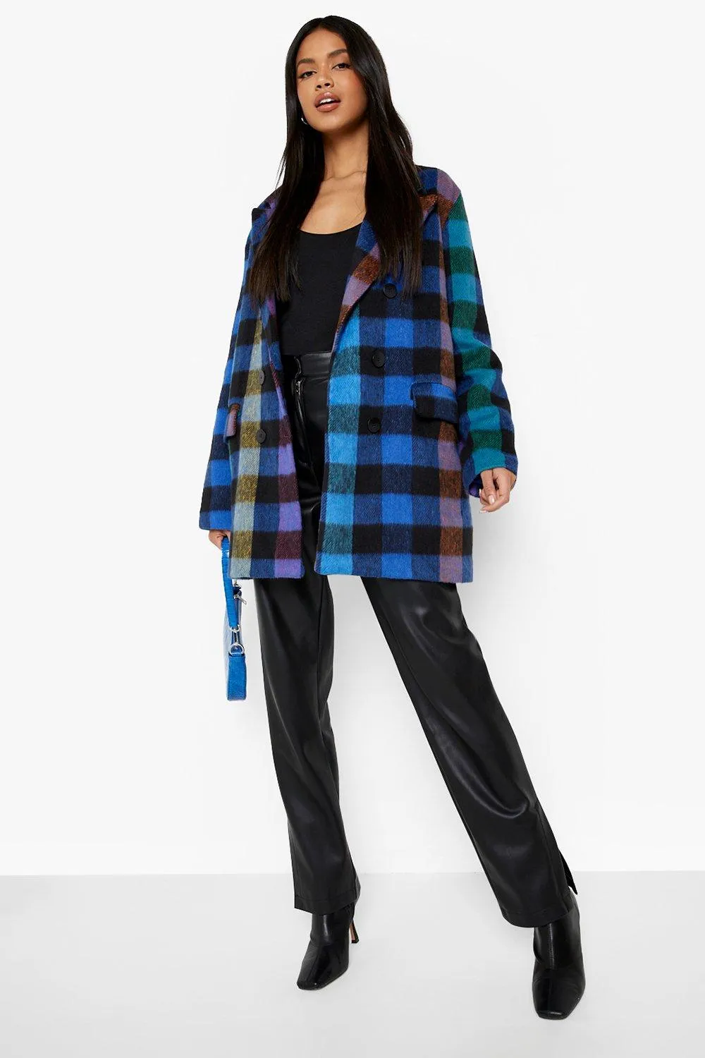 Multi Flannel Wool Look Coat