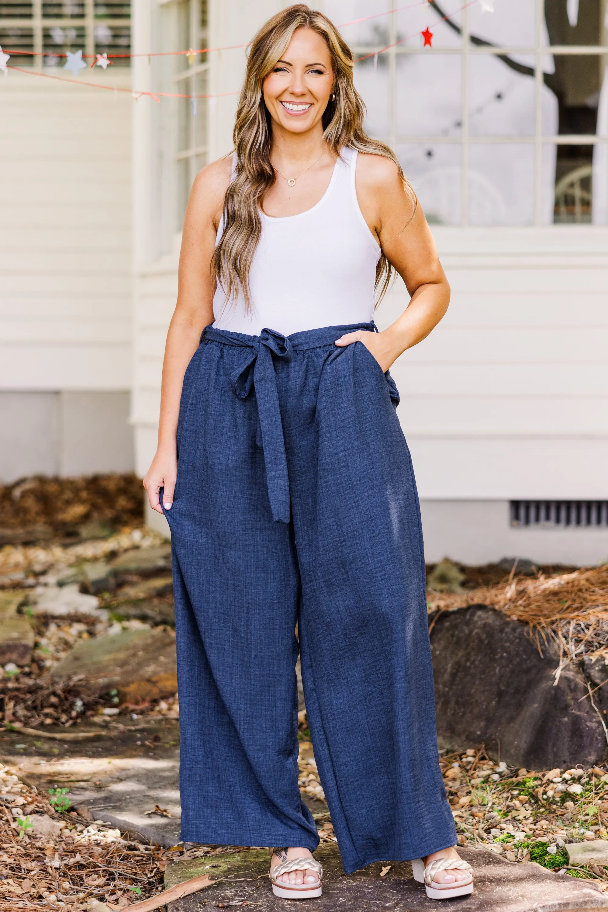 Navy Blue Sandy Shoreline Pants.