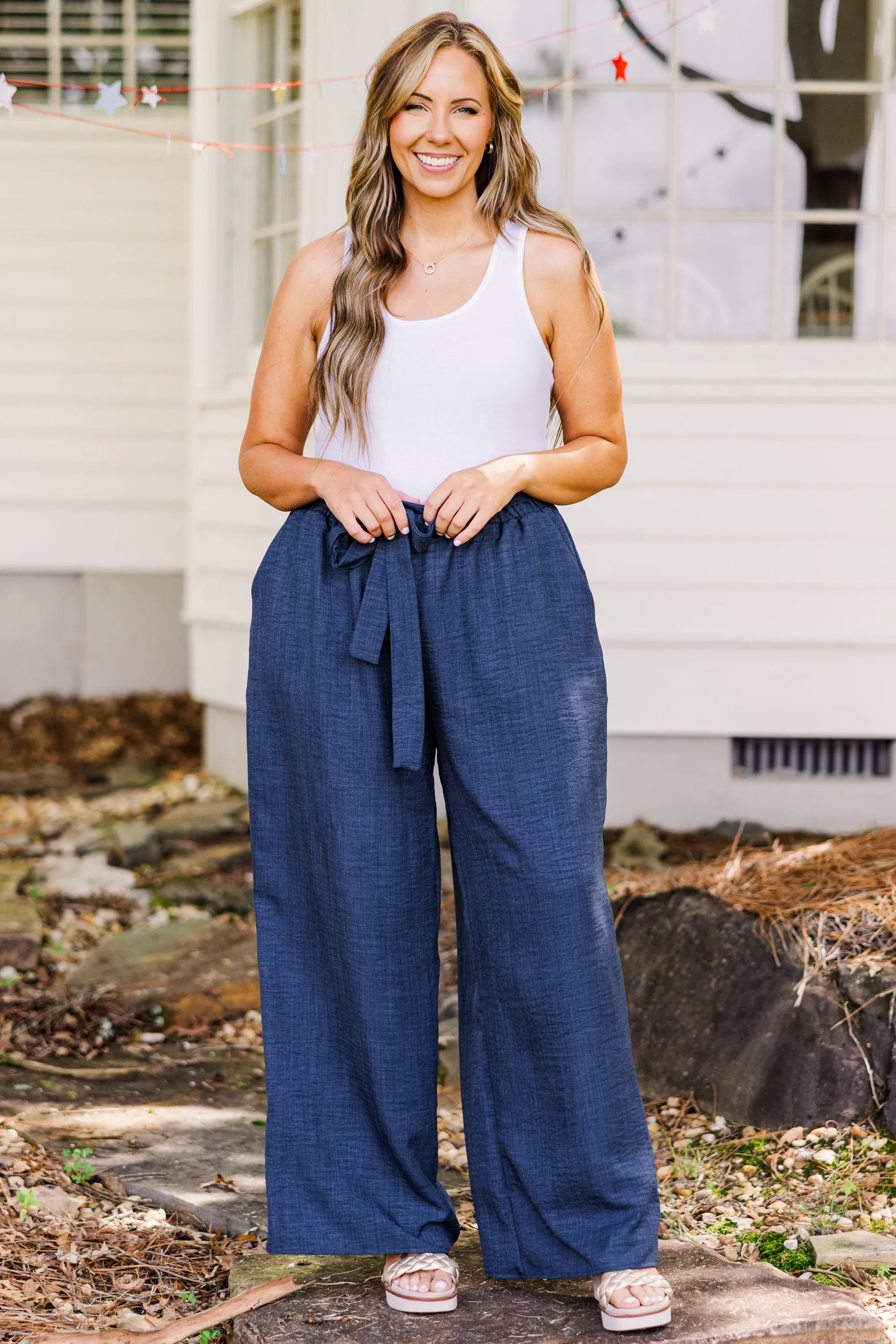 Navy Blue Sandy Shoreline Pants.