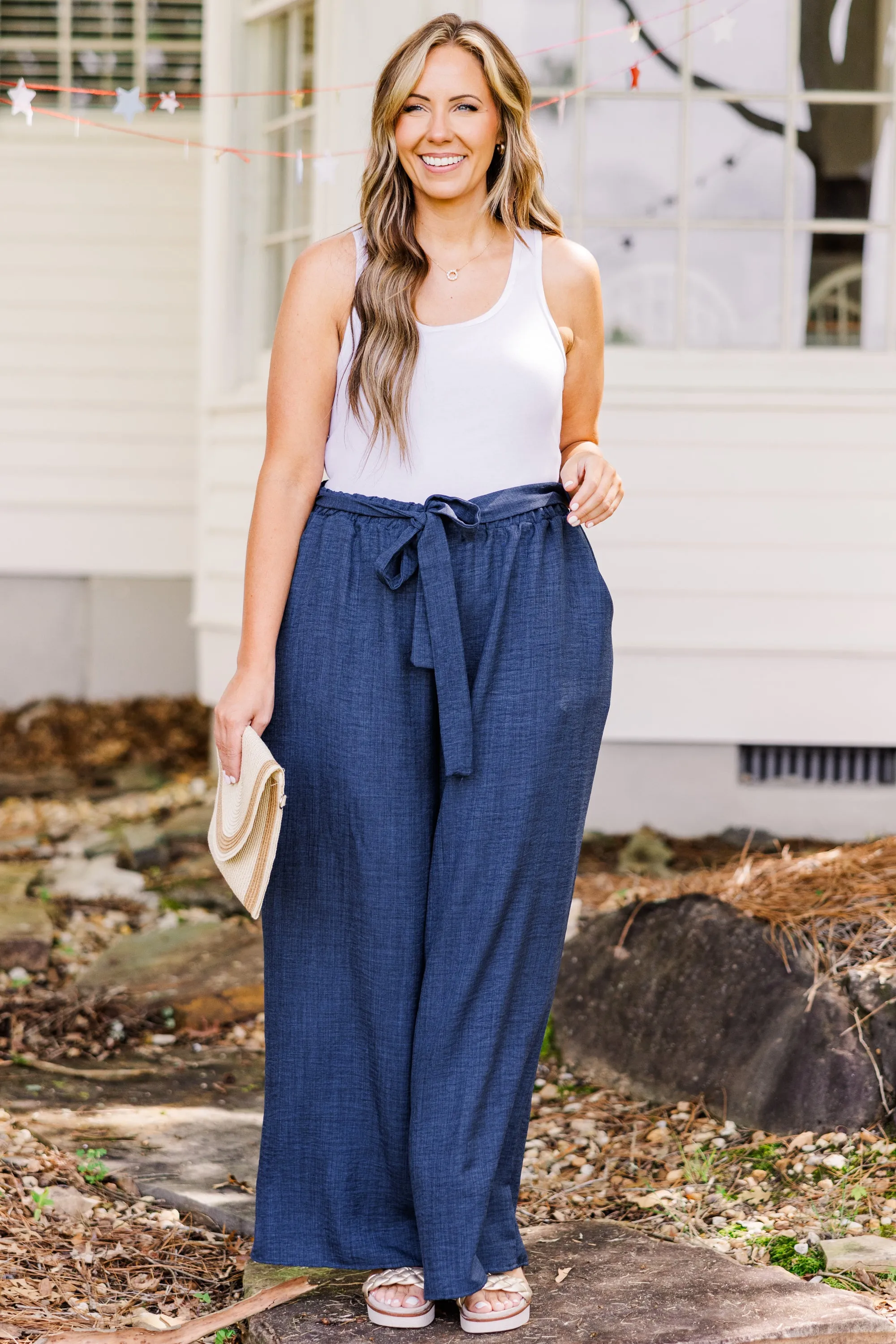 Navy Blue Sandy Shoreline Pants.