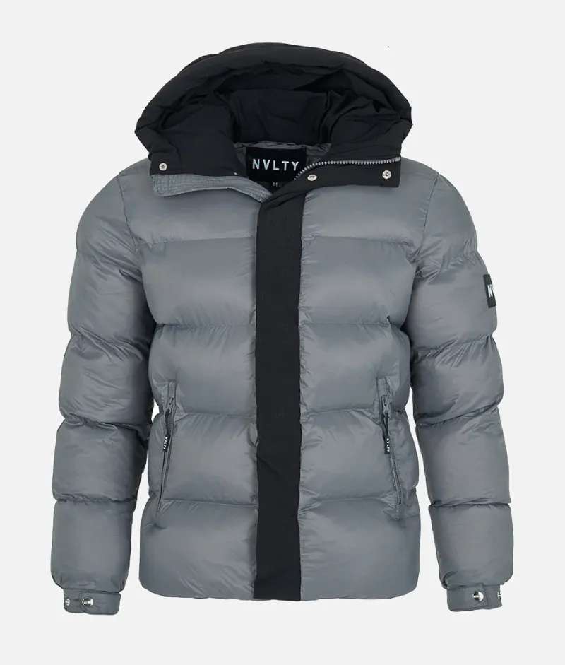 Nvlty Center Tone Puffer Jacket Charcoal Grey/Black | 30% Off