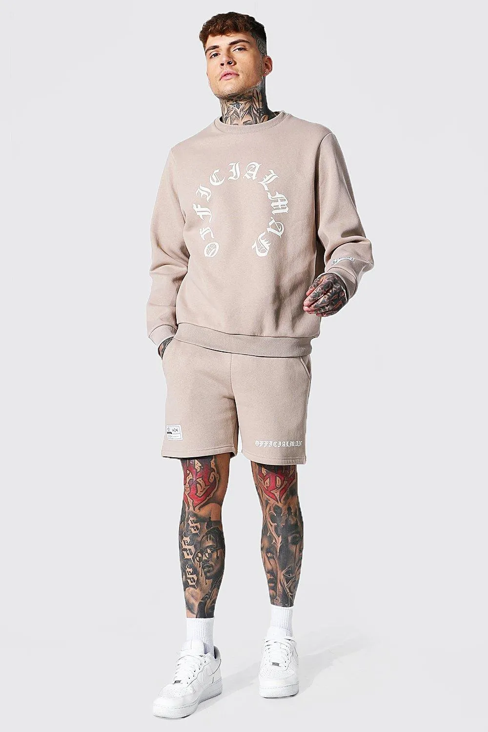 Official Man Print Short Sweater Tracksuit