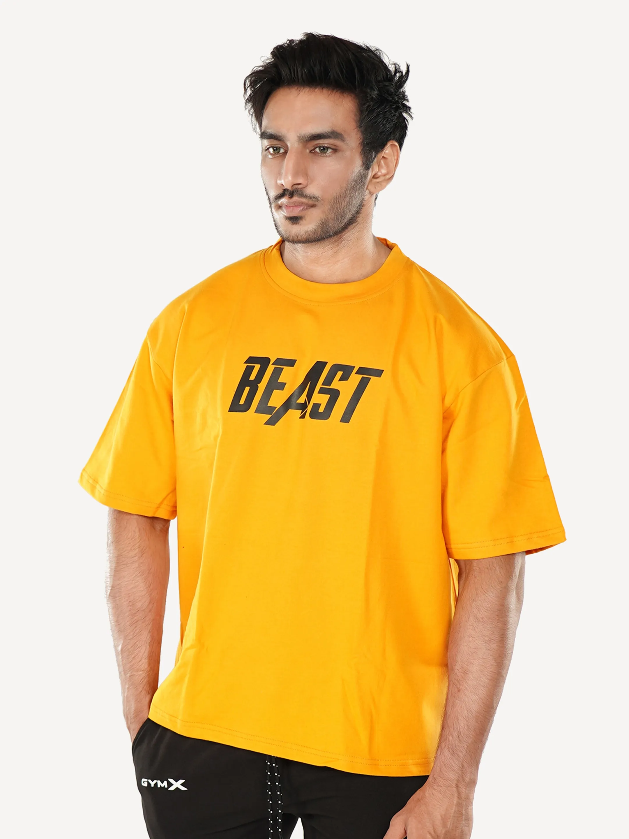 Oversized GymX Yellow Tee: Beast- Sale