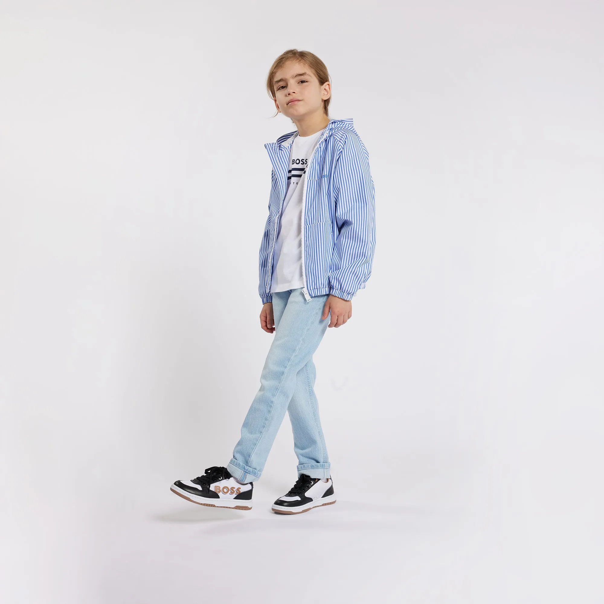 Pale Blue Hooded Windbreaker Jacket