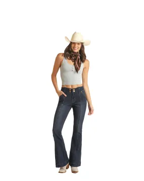 Panhandle Slim Womens Sailor Front Buttons Flare Jeans